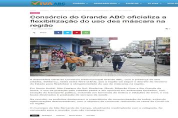 Consórcio do Grande ABC oficializa a flexibilização do uso des máscara na região