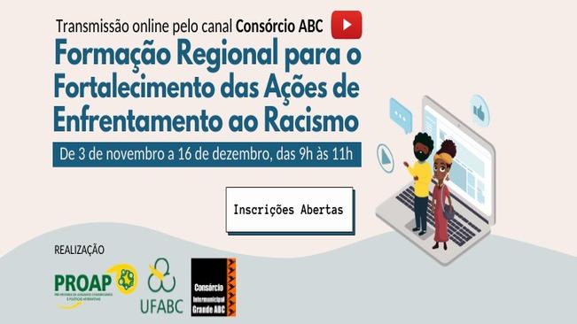 Consórcio ABC inicia formação online sobre ações de enfrentamento ao racismo nesta terça- feira (3/11)