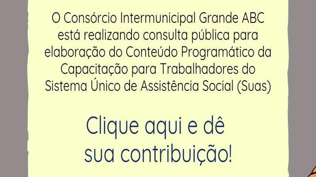 Consórcio ABC abre consulta pública para  capacitação sobre Sistema Único de Assistência Social